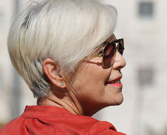 Elderly Woman With a new Haircut